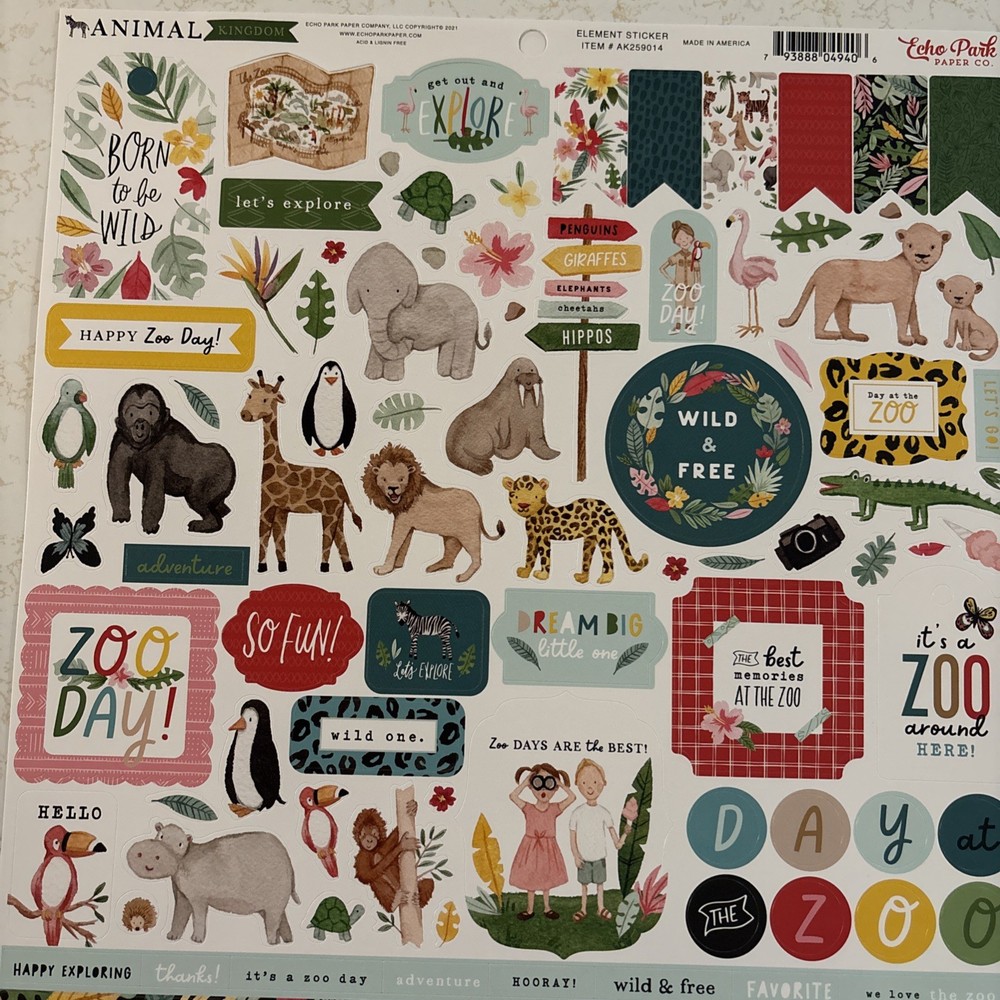Echo Park Element Stickers Animal Kingdom