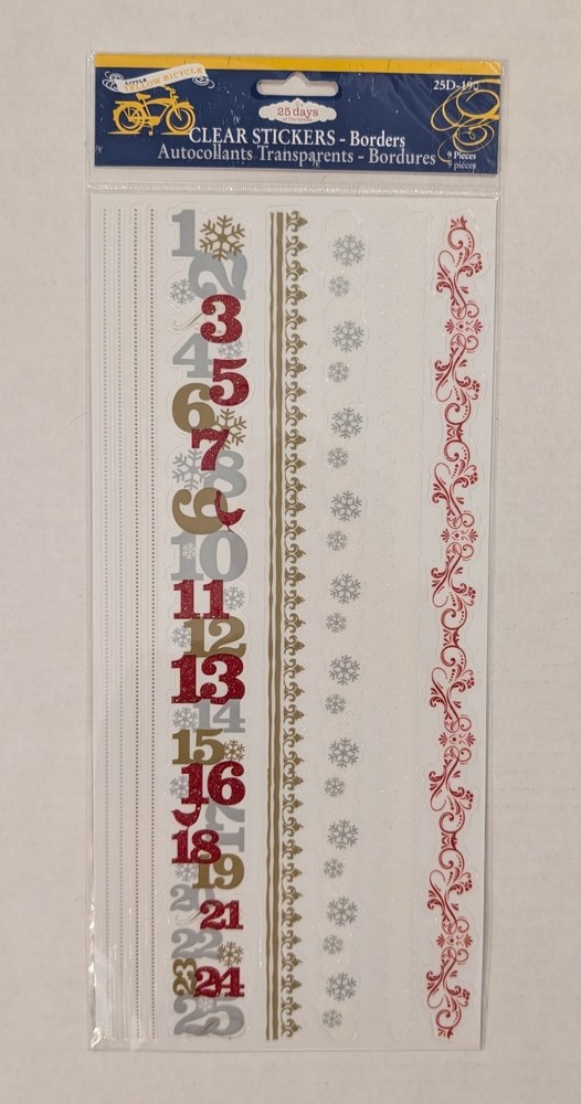 Christmas Borders Clear Scrapbooking Stickers By Little Yellow Bicycle RARE