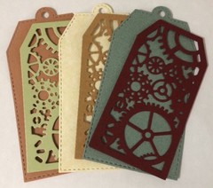 GEAR TAG Die-Cuts(4pc)Steampunk •Cogs•Metal•Sprocket•Earthtone •Machine•Antique