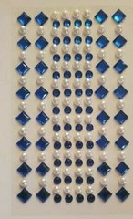 CraftbuddyUS 4 Square & 4 Round w/Pearl Royal Blu Self Adhesive Rhinestne Stripe