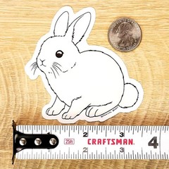 Rabbit Sticker – White Bunny Waterproof Vinyl Decal – Laptops Scrapbooks Crafts