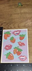 Vintage Stickers Hallmark Strawberries Lips Scratch N Sniff 1 Sheet,code20-1