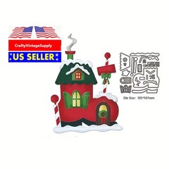 Christmas Stocking Shoe Cottage Santa’s Workshop Metal cutting die cut