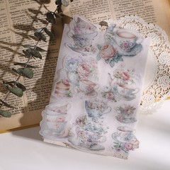 26 pcs Tea Cup Translucent Vellum Matte Surface Paper Sticker Scrapbook Craft