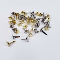 Mini Star Brads Gold Silver 50 Stars Paper Art Cards Junk Journal Embellishments