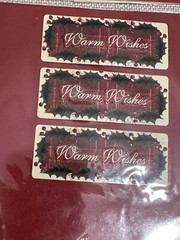 WARM WISHES Dimensional Stickers(4pc) Michaels•Christmas•Holly•Holiday•Lables