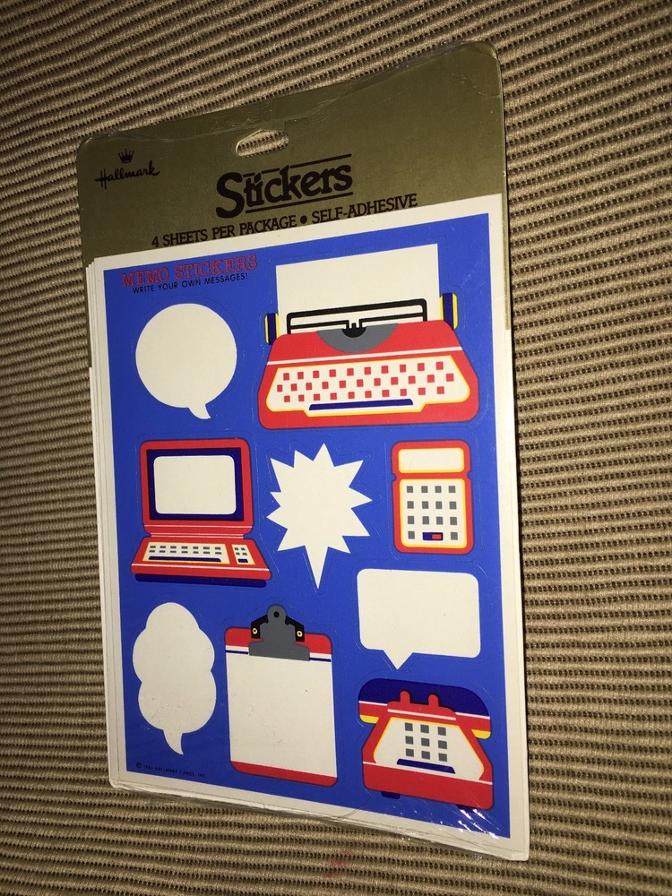 New Vintage 1984 Hallmark Memo Message Stickers 4 Sheets *See Desc