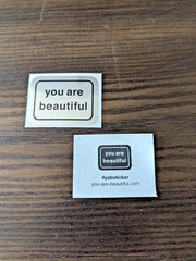 You Are Beautiful Sticker – Quantity 1 – Rectangle Mirrored Design Black Letters