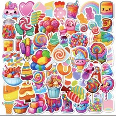 50 Colorful Candy Lollipop Dessert Stickers / Free Shipping