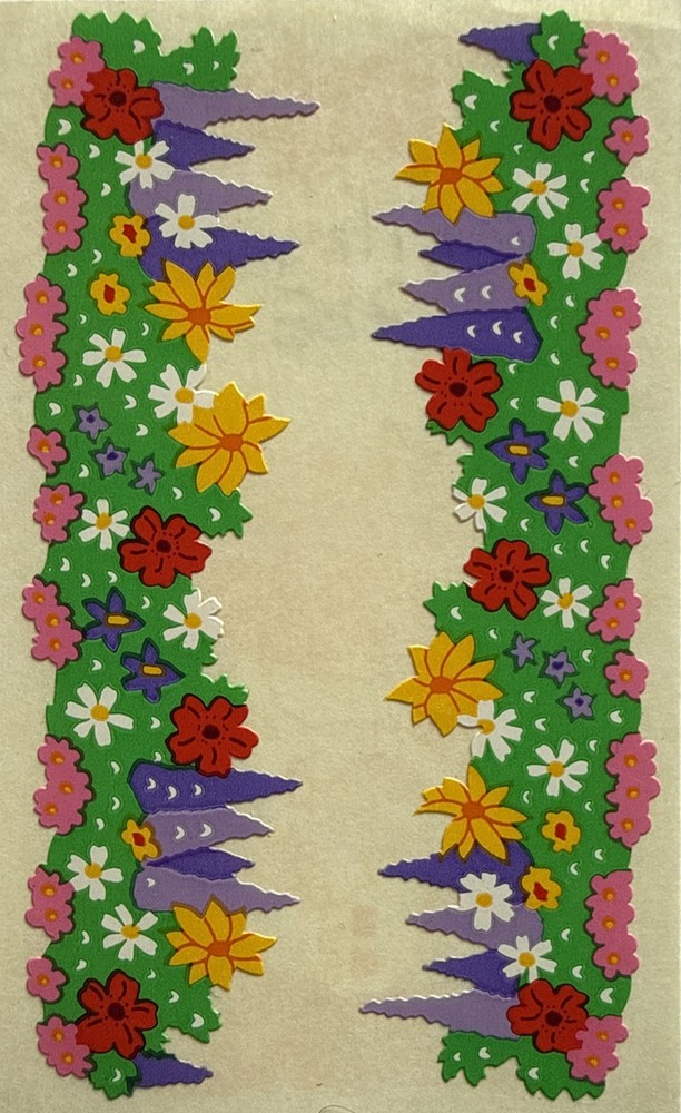 FLOWER PATCH Stickers(2pc) Mrs.Grossman’s•Grass•Vintage 1995•Garden•Card Making•