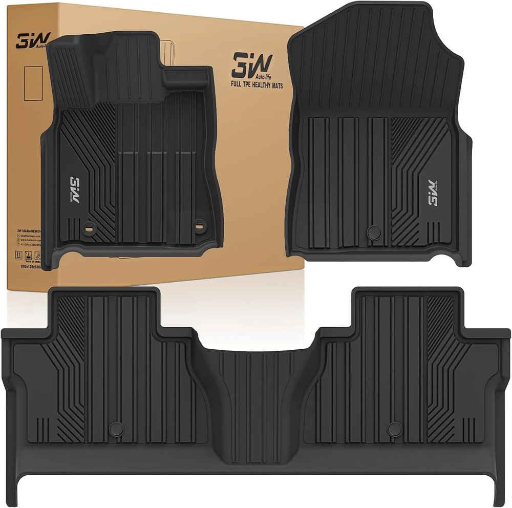 3W Floor Mats for Toyota Tundra 2014-2021 (Only for CrewMax Cab), TPE All Weathe