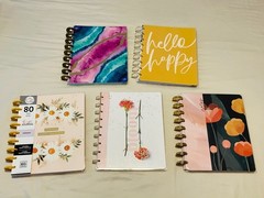 Happy Planner Lot of 5 Journals and Notebooks – Florals, Wellness, Coloring