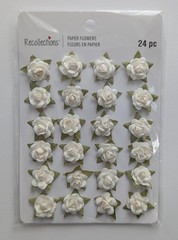 White Mini Roses Paper Flowers Scrapbooking Embellishments By Recollections