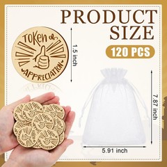 120 PCS Token Appreciation Coins Bulk Wooden Kindness Thumbs Up Student Kids