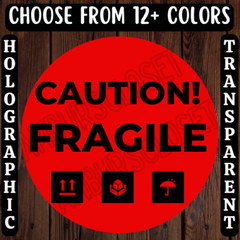40 CAUTION STICKERS 2″ ROUND LABELS SEALS SHIPPING SUPPLIES FRAGILE THIS SIDE UP