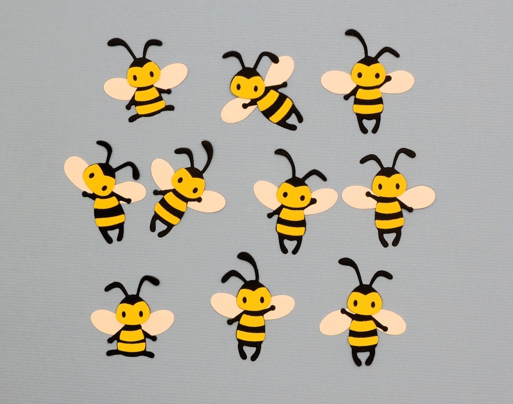 Bumble Bee Die Cut 10 bees Handmade Paper Piecing Card Stock Scrapbook 10 pc