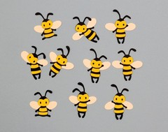 Bumble Bee Die Cut 10 bees Handmade Paper Piecing Card Stock Scrapbook 10 pc