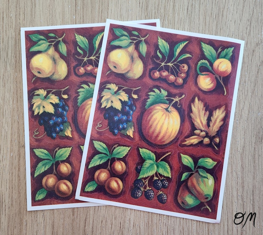 Hallmark Ambassador Vtg Fruit & Berry Fall Themed Stickers – 2 Sheets