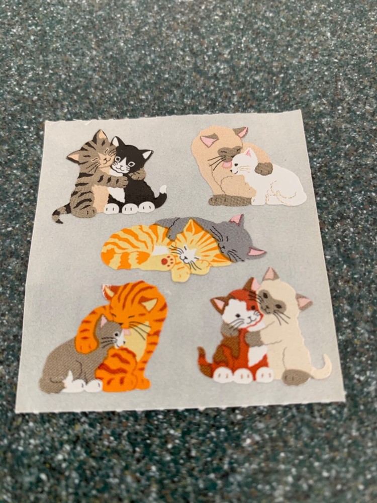 1 Square SANDYLION CATS KITTENS STICKERS 1 SQUARE RARE VINTAGE SANDYLION #2