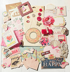 Sweet Love Theme Papercraft Ephemera Kit, Scrapbook Stickers, Junk Journal Kit
