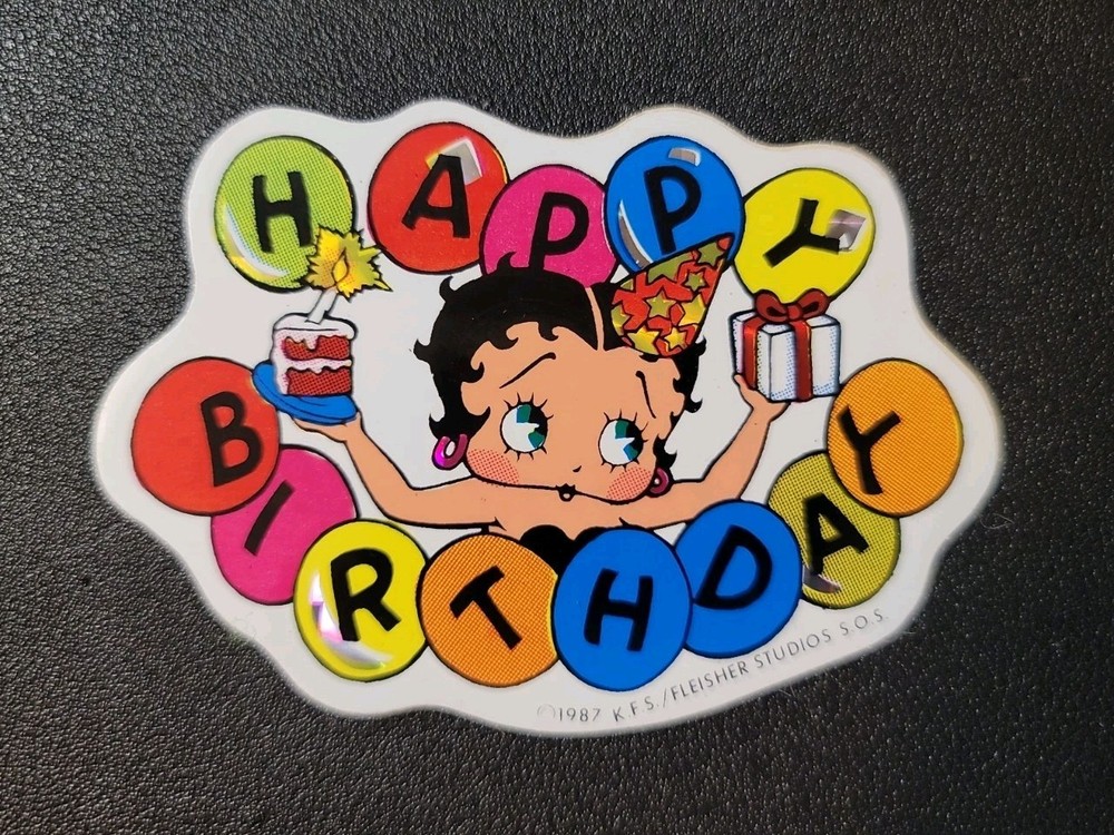 Vintage Stickers BETTY BOOP Prism Vending Machine Sticker 80’s Balloons Birthday