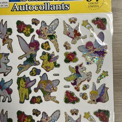 Fairy Unicorn Sticker Sheet 8×10 Inch 64 Count Golden Outline Stars Flowers
