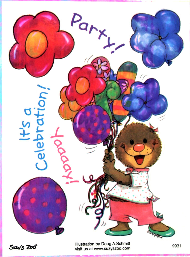 Suzy’s Zoo «Party Celebration!» Scrapbook Sticker #9931 BULK 25 SHEETS