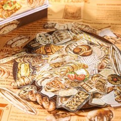 100Pcs Bread Coffee Transparent Stickers Food Sticker Journal Planner Supplies