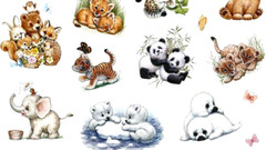 MOREHEAD BABY ANIMAL STICKERS SEALS 8″X10″ Full Sheet #41 Panda Bear Unicorn