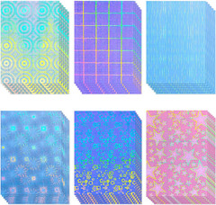 36 Sheets Holographic Sticker Paper Clear A4 Vinyl Sticker Paper Self Adhesive W