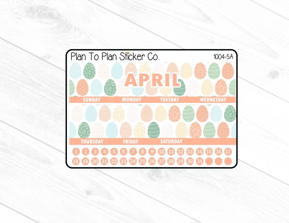 1004-5A~~April 7X9 Monthly View Kit Planner Stickers.