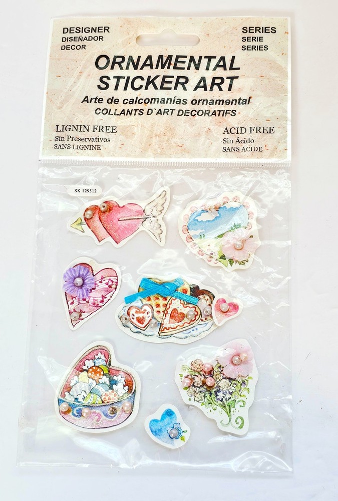Sticker King Ornamental Sticker Art 3D Heart Floral Scrapbook Decor Pearl Puffy