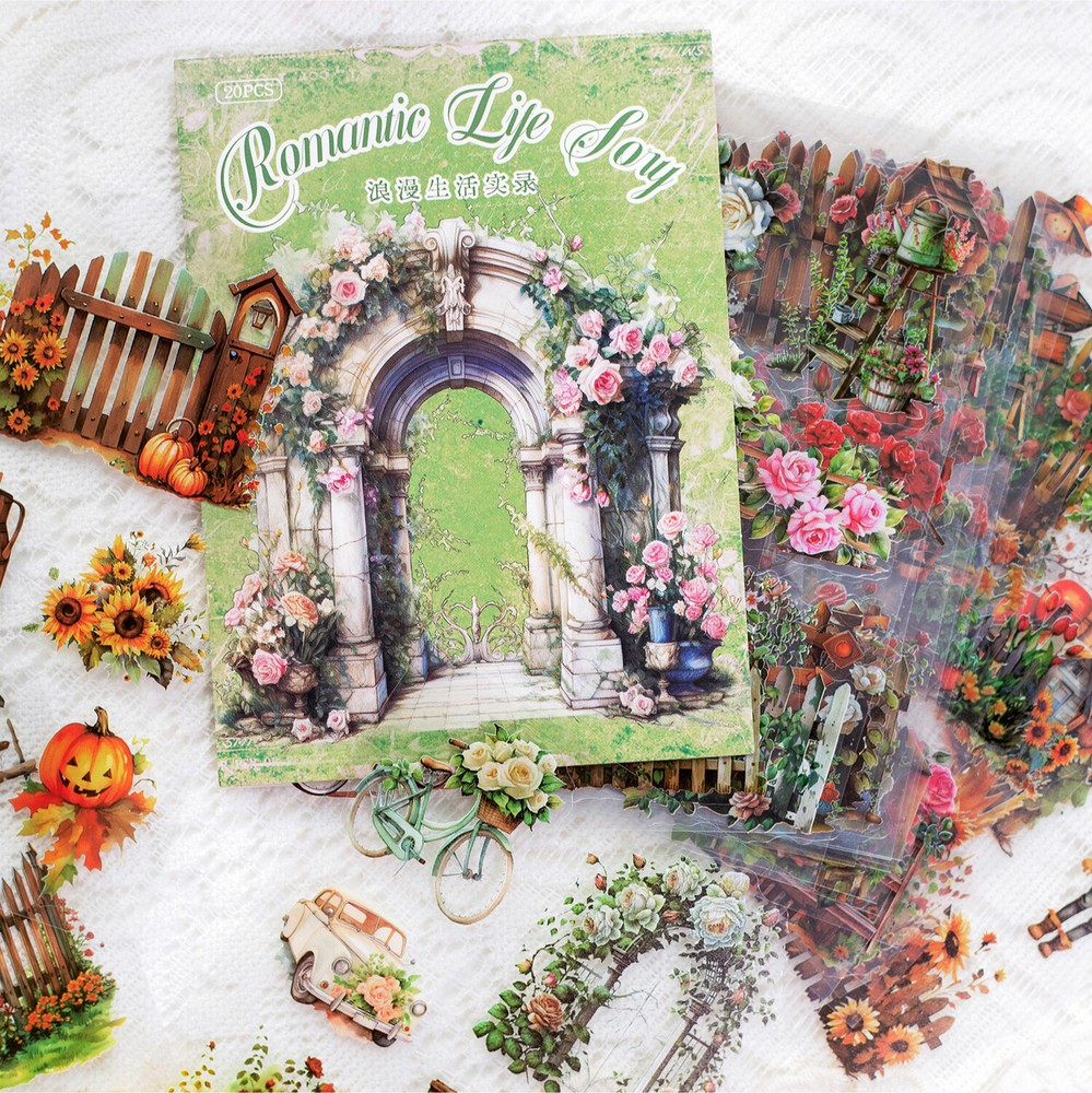 Windows Garden Shop PET Stickers Book Bullet Journals Card Scrapbooking Collage