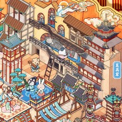 Cultural Landscape Scenery Sticker Miniature Scene PET Sticker For Journal Photo