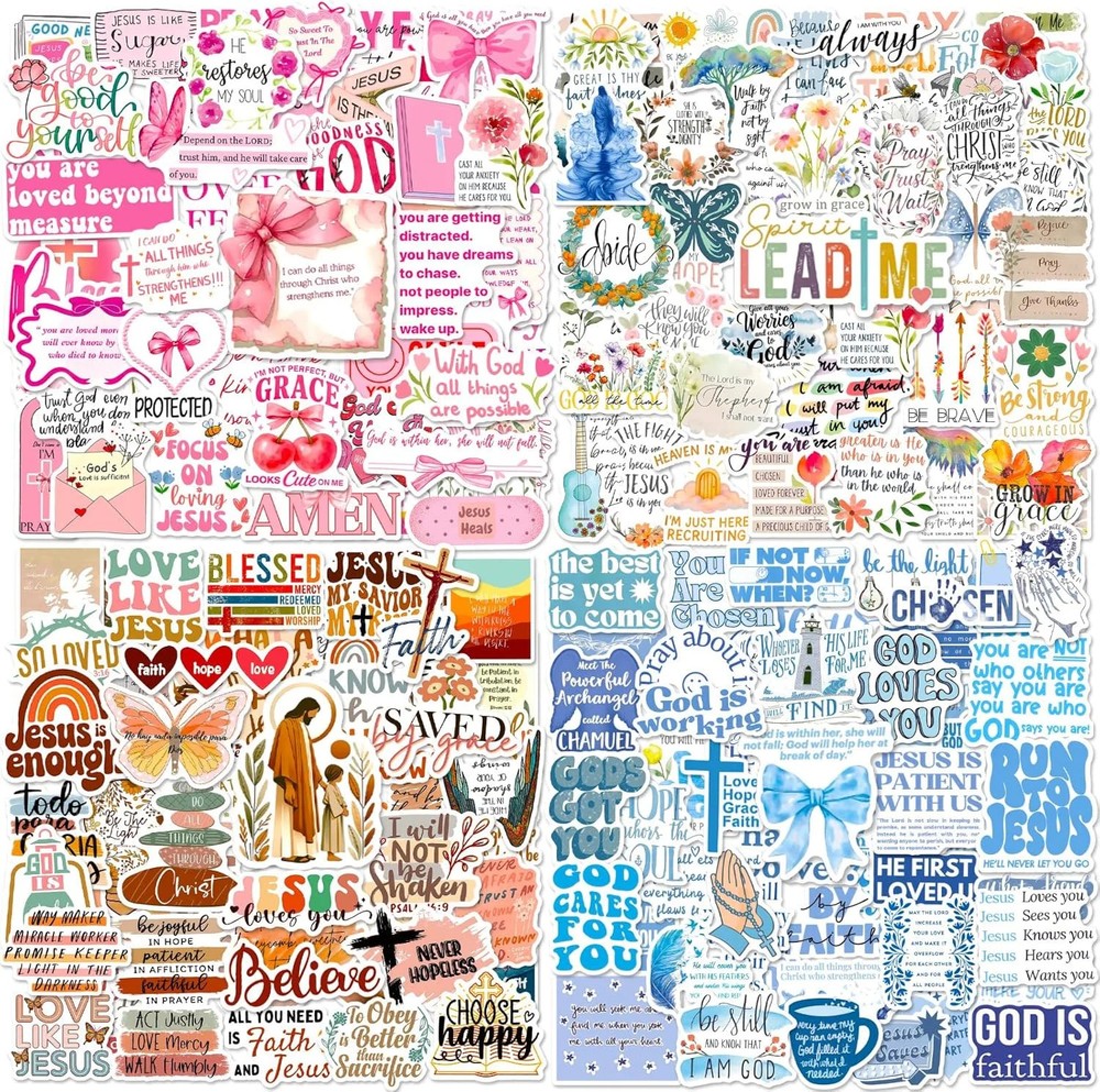 Bible Verse Stickers 200 Pcs Christian Scripture Sticker Pack, Waterproof Vinyl