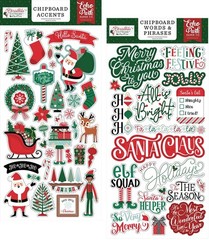 Echo Park CHRISTMAS EXPRESS (2) 6″x13″ Chipboard COMBO Accents + Words Phrases