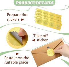 360Pcs Gold Foil Certificate Seals 2» Gold Seal Stickers Self Adhesive Embossed