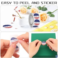 500Pcs Thank You Stickers Self-Adhesive American Flag Waterproof Stickers Rol…
