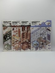 DIY Scene Stickers/3D Stickers – Market+Bookstore+Restaurant+Cafe (Set Of 4)
