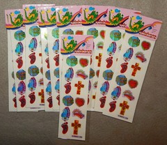 12 Packs Religous Stickers (3/4″ to 1″) 6 Versions, 12 Per Pack, 144 Total – new