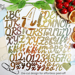 12 Sheets 1.5 Inch Glitter Letter Number Stickers, Self-Adhesive Vinyl Sparkle A