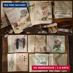 200 Sheets of Vintage Scrapbook Paper, Journaling Scrapbooking Supplies Craft De