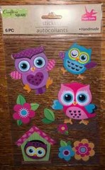Crafters Square Handmade Colorful Owls House Flower Bird Craft Scrapbook Sticker