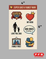 Father’S Day Stickers for Kids – 4 Sticker Sheets, 24 Stickers FREE SHIPPING