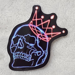 Neon Skull Crown Glossy Vinyl Sticker Decal Gothic Punk Rock Black Red Blue