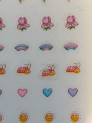Vintage 80s Hallmark Happy Nails Earrings Stickers Sun Rainbow Flower Star 1984