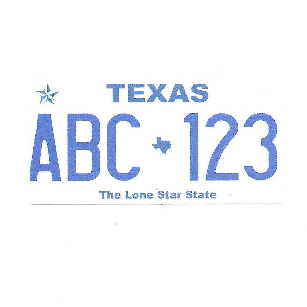 Vintage Texas License Plate ABC 123 Lone Star State Travel Paper Sticker Decal