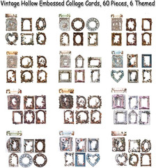 Scrapbook Embellishments 3D Cutout Frame for Scrapbooking Supplies, 60Pcs Vintag