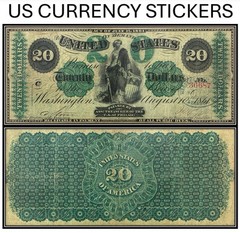 $20 Twenty Dollar 1861 Demand Note (US CURRENCY STICKERS) (Lot OF 1)