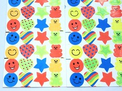 Vintage AMAV Smiley Face, Hearts, Stars, & Bears Sticker Sheets, Read Desc
